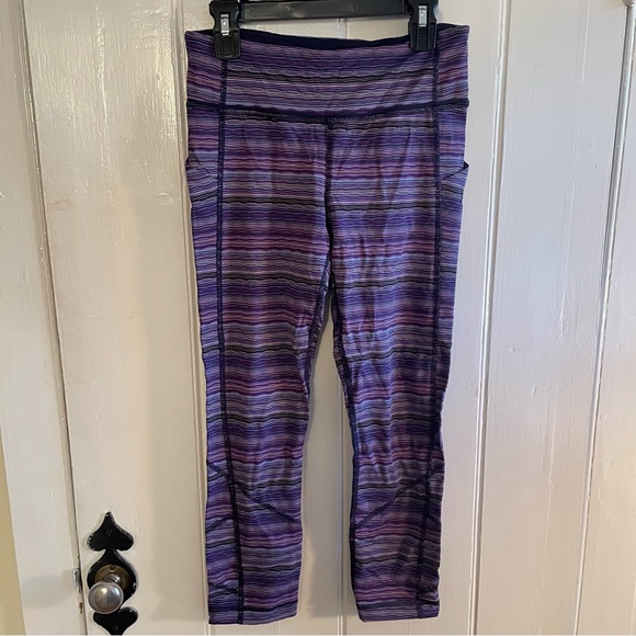 Lululemon Pace Rival Crop Space Dye Twist Ultra Violet/Naval Blue Leggings Sz 4 - Picture 4 of 14